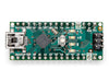 Front-facing view of the Arduino Nano board, clearly showing the microcontroller, components, and pin headers.