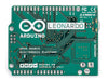 Rear view of Arduino Leonardo without headers, showing PCB layout and solder points.
