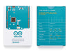Retail packaging of Arduino Leonardo with headers, featuring product branding and specifications.