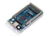 "Angled isometric view of the Arduino GIGA R1 WiFi development board highlighting its dual-core microcontroller, USB ports, GPIO headers, and Wi-Fi antenna.